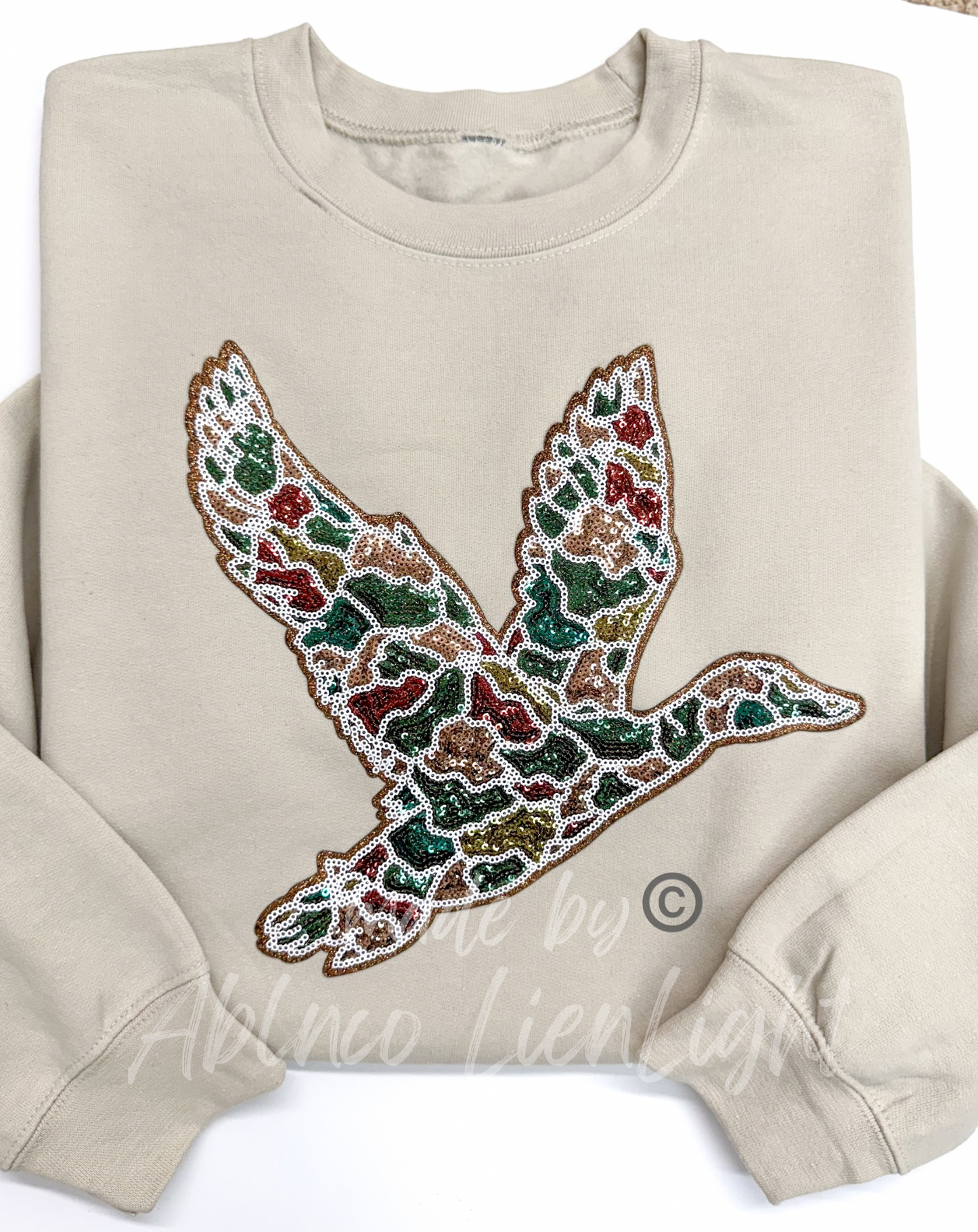 Camo Mallard Duck Hunting Sequins Patch Sweatshirt