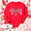 Ornament Reindeer Christmas Sequin Patch Sweatshirt