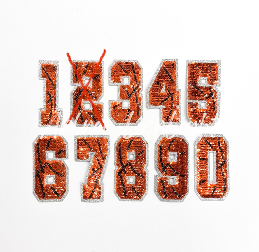 Basketball Sequin Numbers Patch - Small