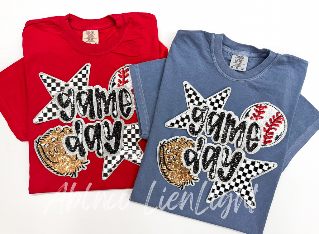 Baseball Game Day Sequin Patch Shirt