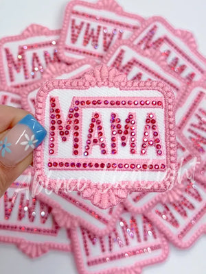 Pink Game Day Flags Rhinestone Embroidery Patch