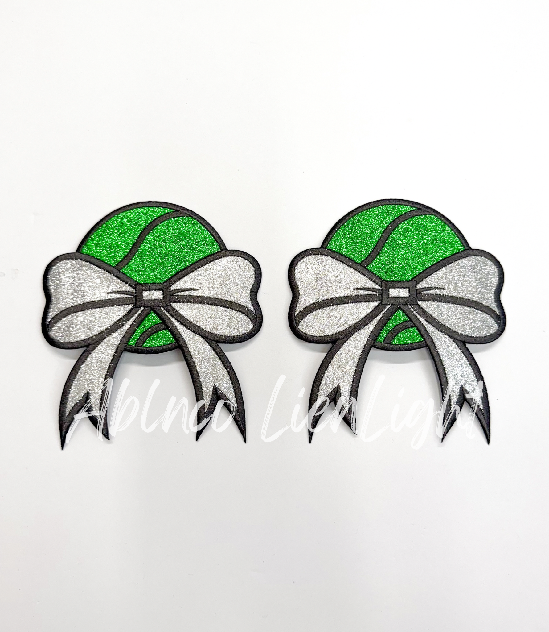 Tennis Side Bows Glitter Patch
