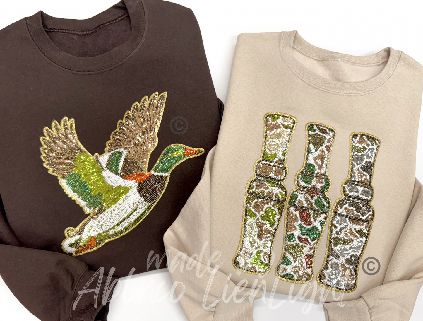 Duck Call Hunting Sequins Patch Sweatshirt