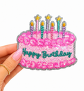 Happy Birthday Cake Pink Sequin Patch - Small