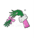 Grinch Hand Mistletoe Christmas Sequin Patch - Large