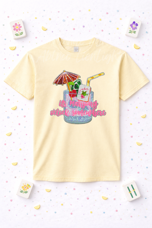 It’s Mahjong O’clock Somewhere Sequin Patch Tshirt