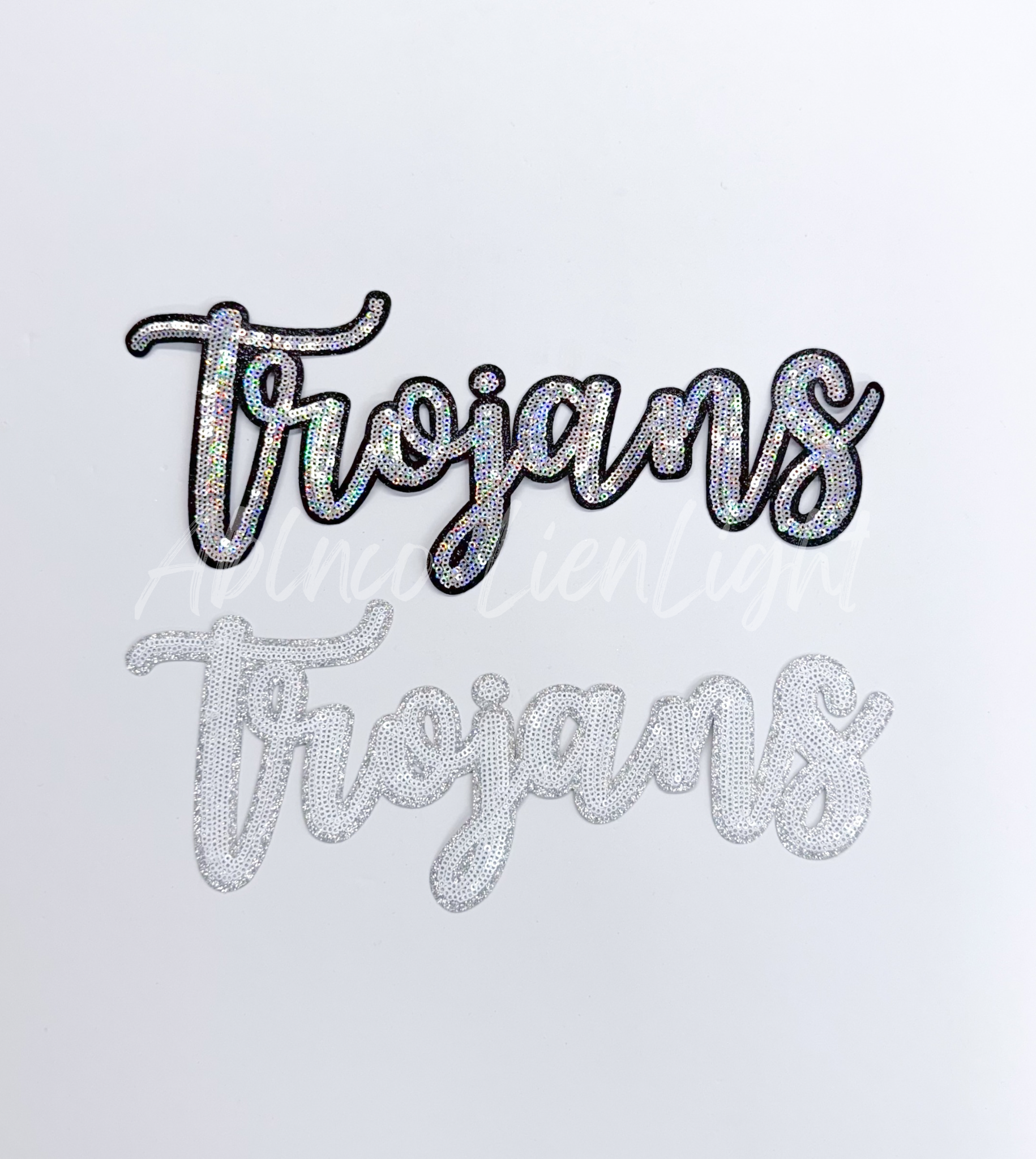 Trojans Mascot Script Sequin Patch - Large