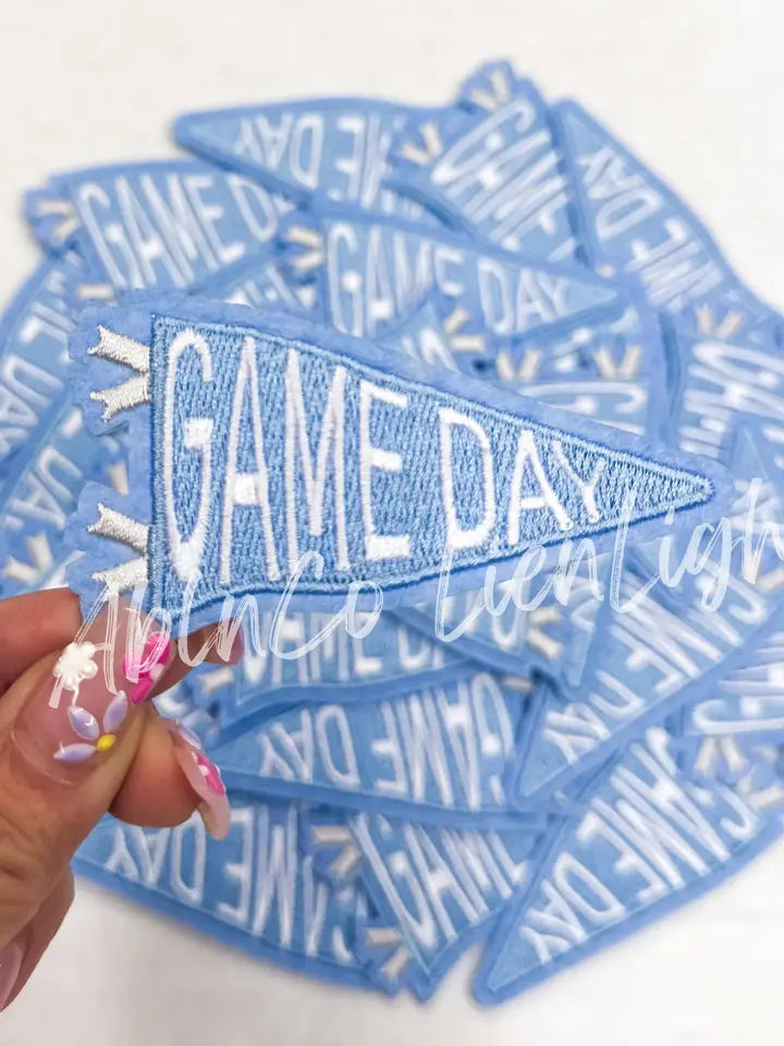 Light Blue Game Day Pennant Flag Embroidery Patch