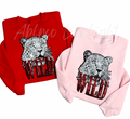 Retro Wild Cheetah Valentines Day Sequin Patch Sweatshirt