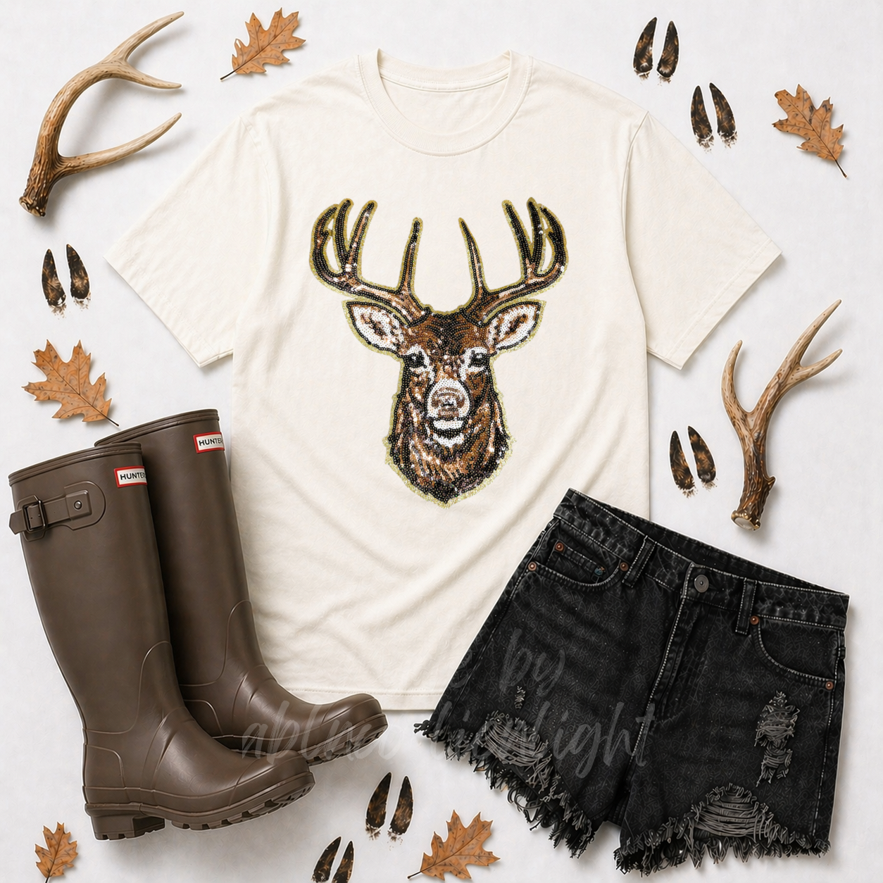 Deer Hunting Sequin Patch Tshirt