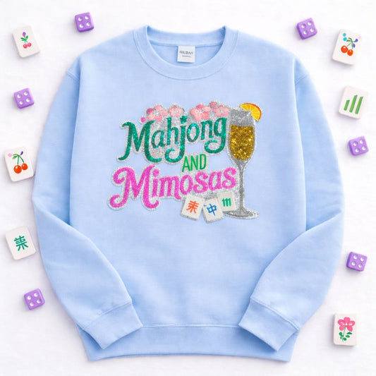Mahjong & Mimosas Sequin Patch Sweatshirt
