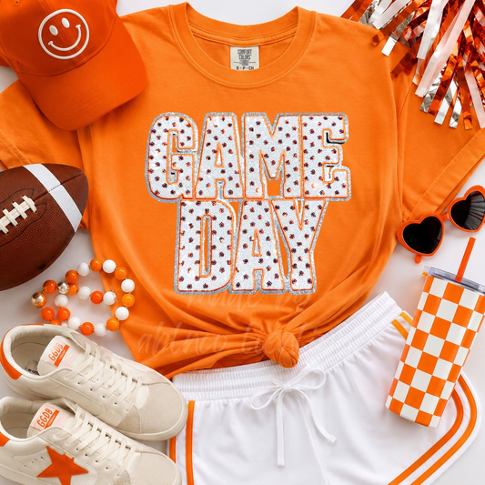 Orange Polka Dots Game Day Sequin Tshirt & Sweatshirt