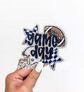 Navy Game Day Checkered Football Sequin Patch