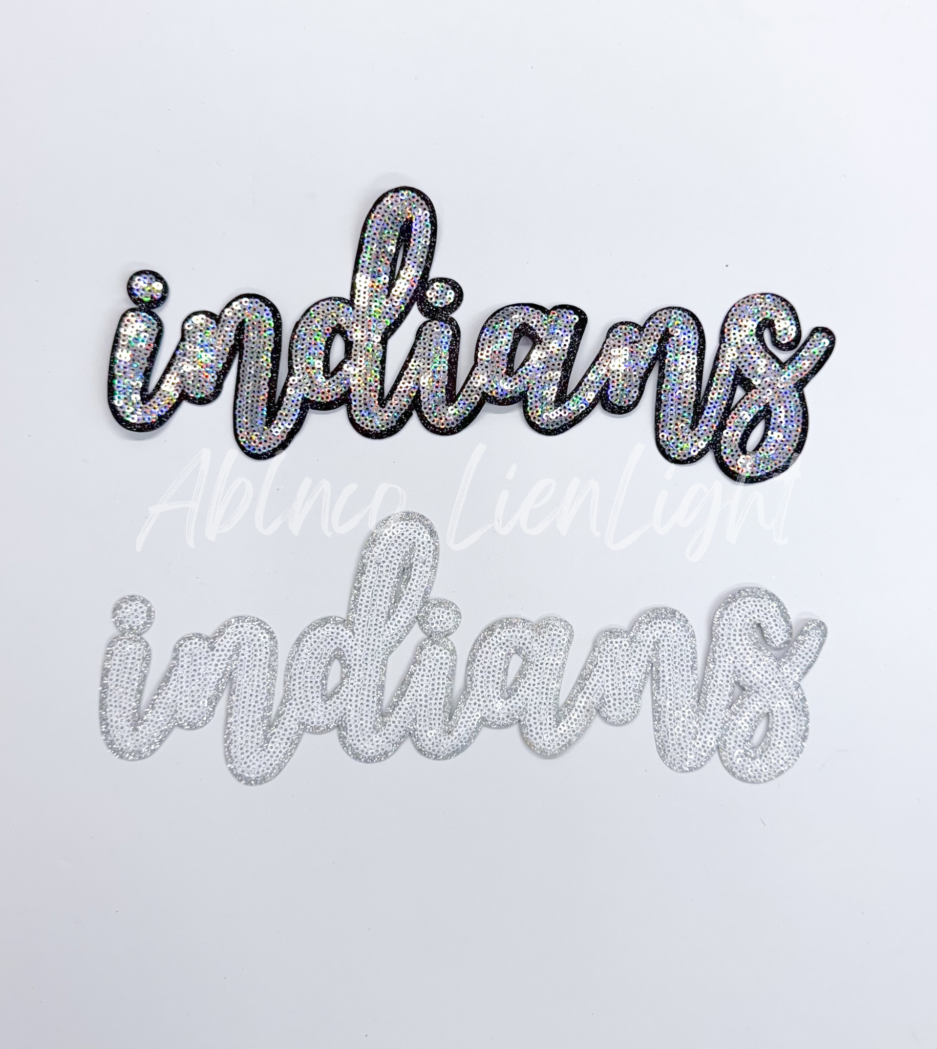 Indians Mascot Script Sequin Patch - Large