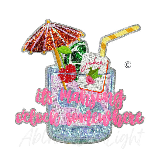 It's Mahjong O'clock Somewhere Sequin Patch - Large