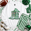 Green Small Town Big Spirit Football Sequin Patch Shirt