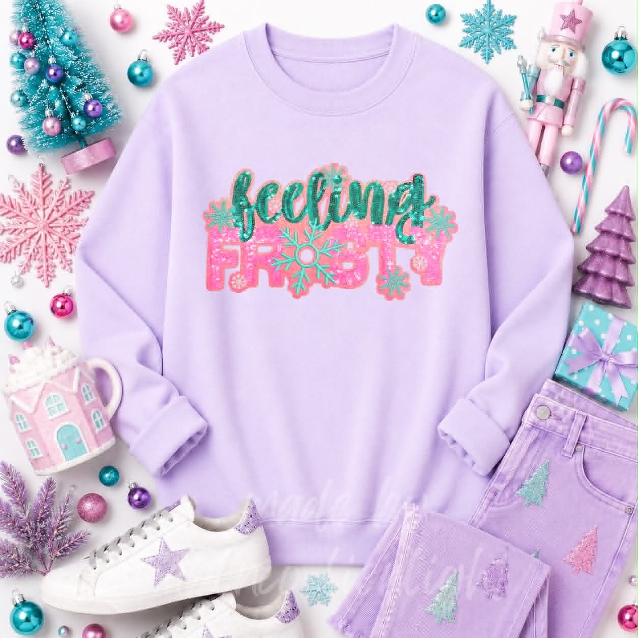 Feeling Frosty Christmas Sequin Patch Sweatshirt