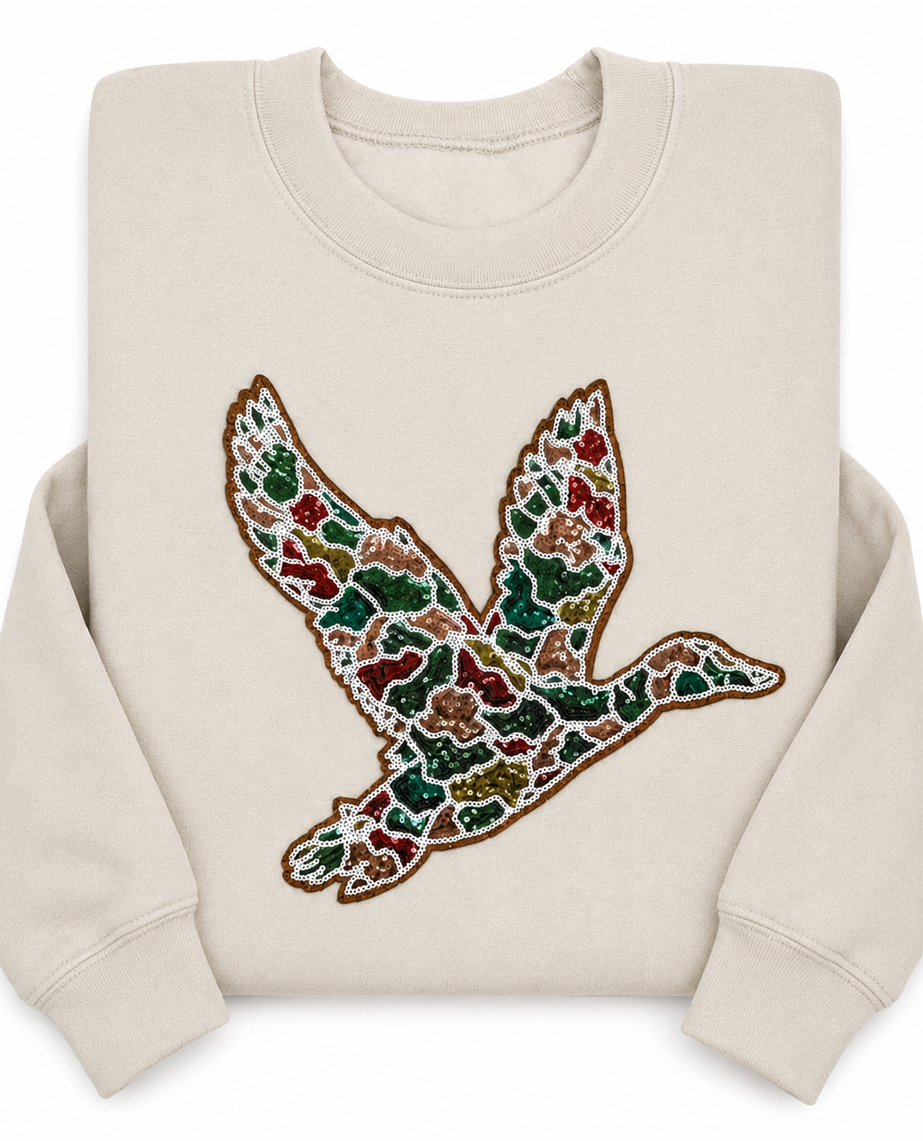 Camo Mallard Duck Hunting Sequin Patch Shirt