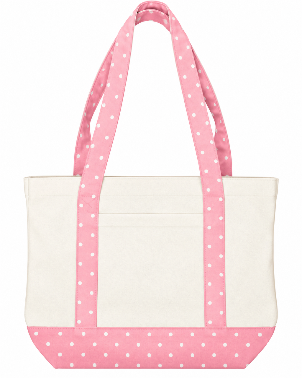 Pink Polka Dot Canvas Large Tote Bag