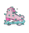 Pink Ice Skate Christmas Sequin Patch - Large