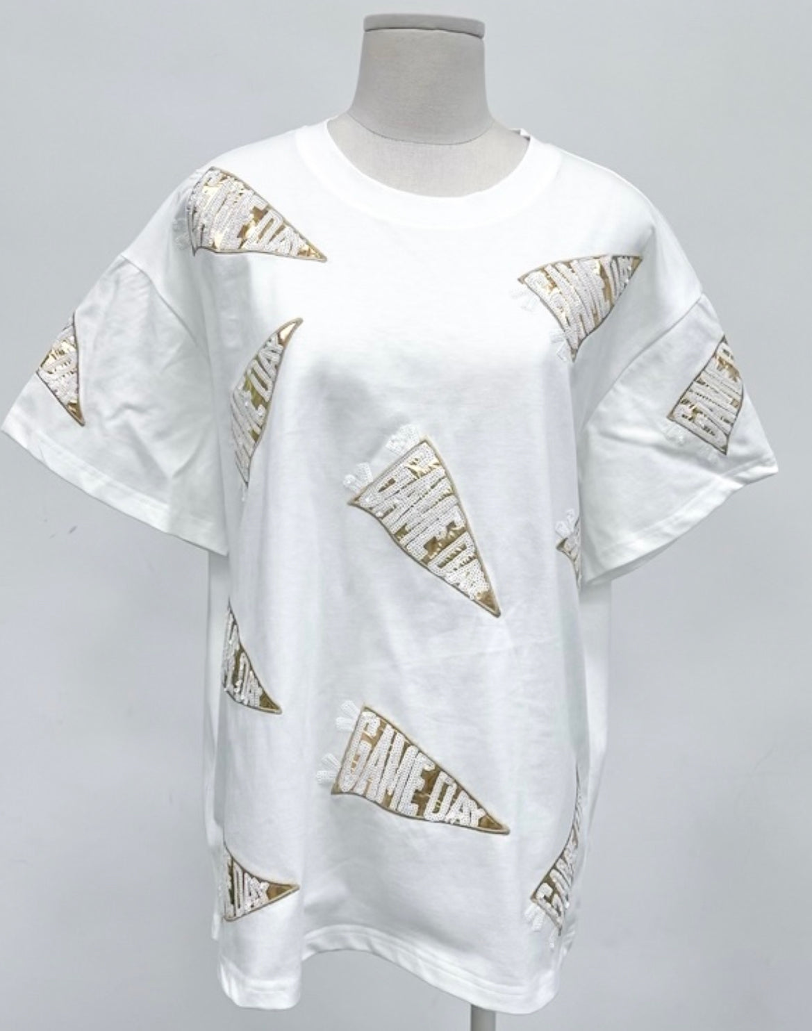 Game Day Flag Gold Foil Sequins Tshirt