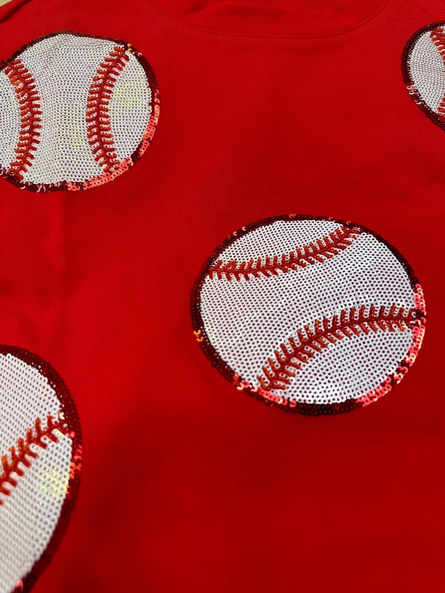 Baseball Beadtubes Sequins Red Tshirt