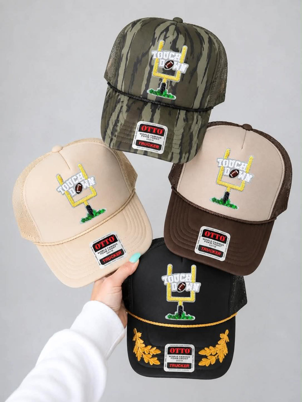 Touchdown Post Football Sequin Patch Otto Trucker Hat
