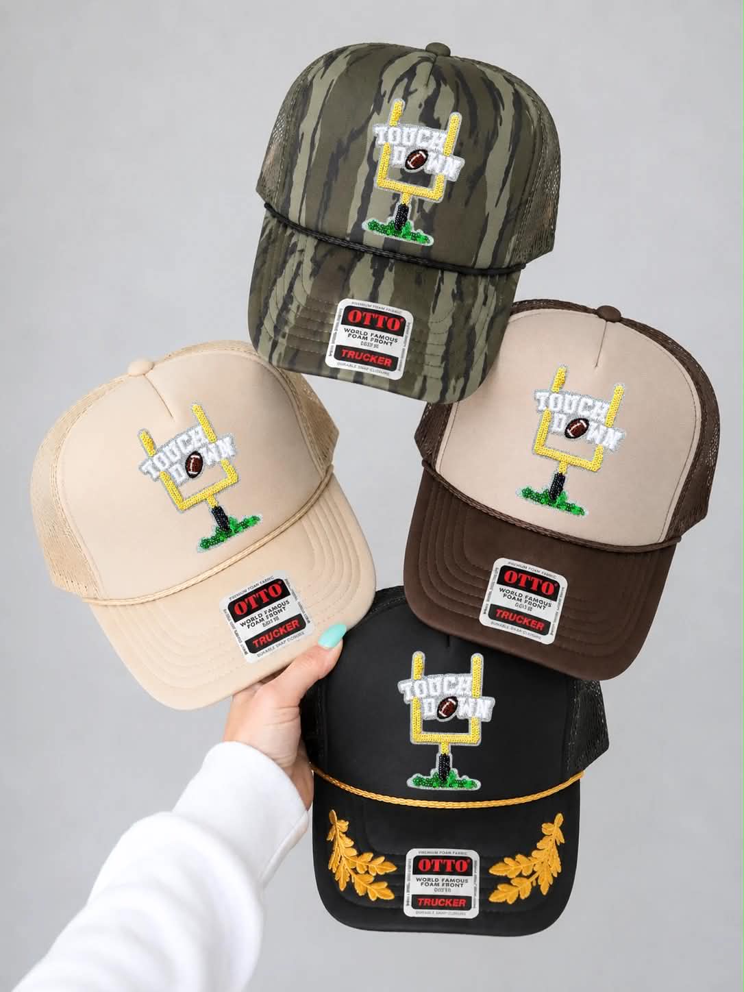 Touchdown Post Football Sequin Patch Otto Trucker Hat