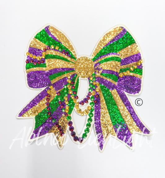 Mardi Gras Bow Sequins Patch