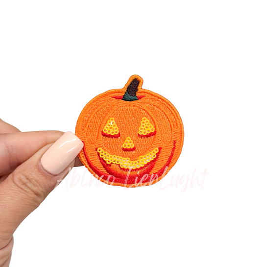 Pumpkin Halloween Sequin Embroidery Patch