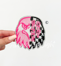 Eagle Mascot Pink Checkered Sequin Patch - Small