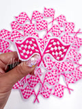 Hot Pink Checkered Flag Embroidery Patch