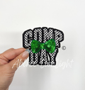 Green Cheer Comp Day Bow Sequin Patch