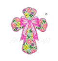 Pink Bow Floral Cross Easter Sequin Patch - Large