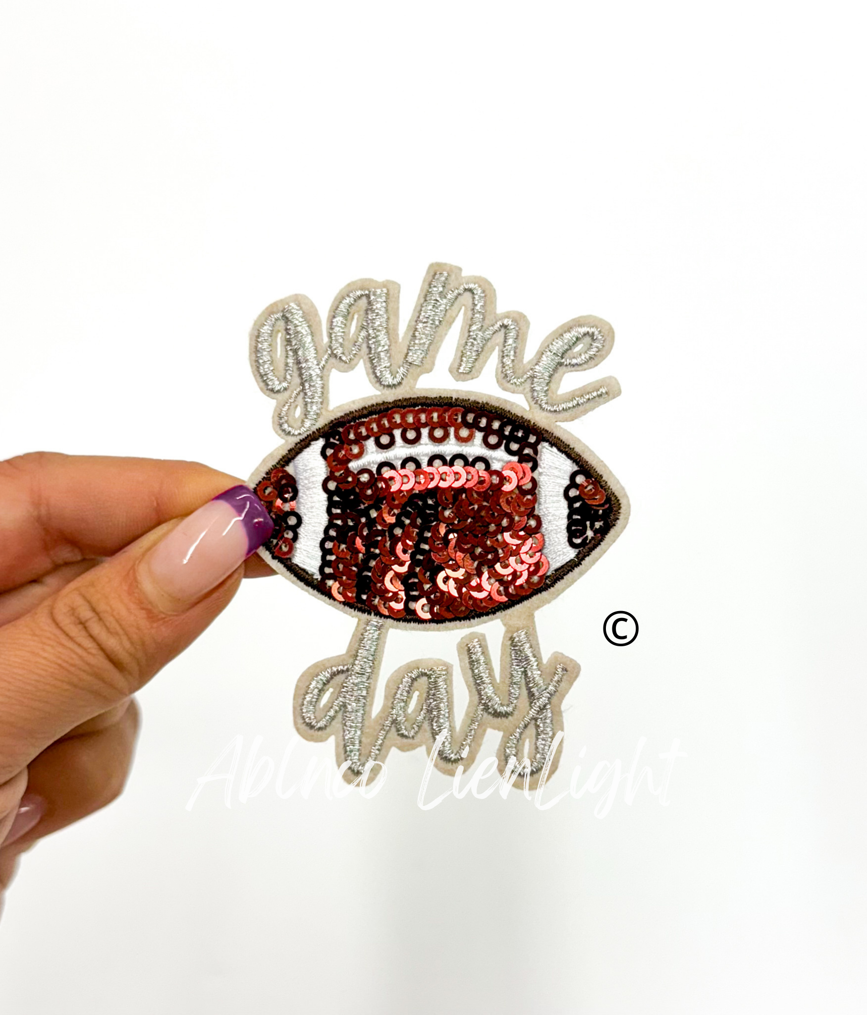 Football Game Day Embroidery Sequin Patch - Small ( 3'')