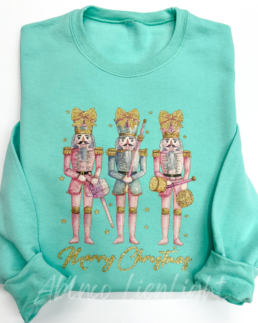 Preppy Glitter Nutcracker Trio Mint Sweatshirt