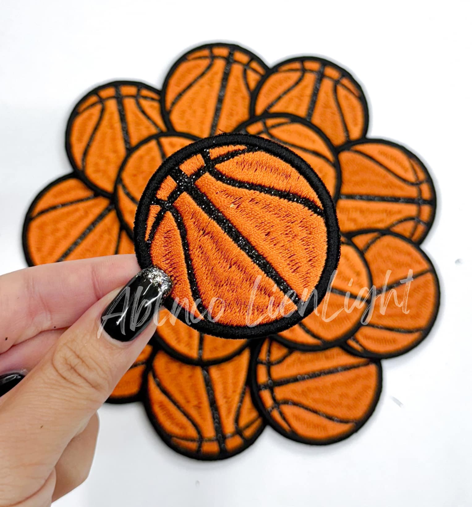 Basketball Glitter Embroidery Patch