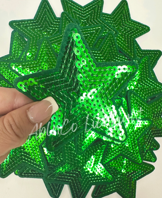 3” Green Sequin Star Embroidery Patch