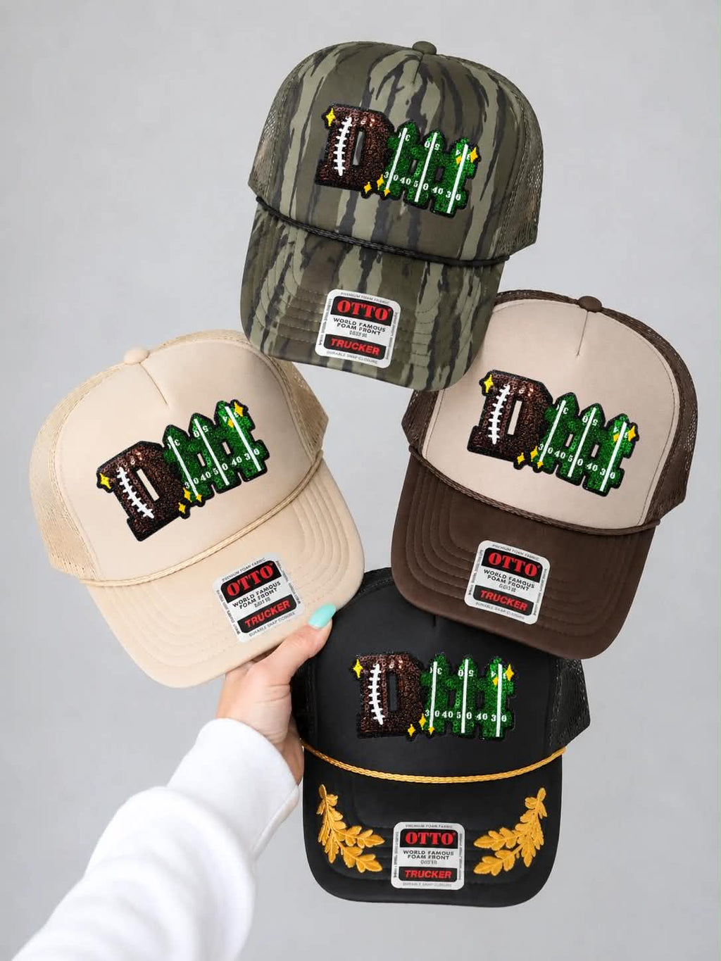 D Fence Football Sequin Patch Otto Trucker Hat