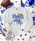 Royal Blue Game Day Checkered Football Sequin Patch Sweatshirt
