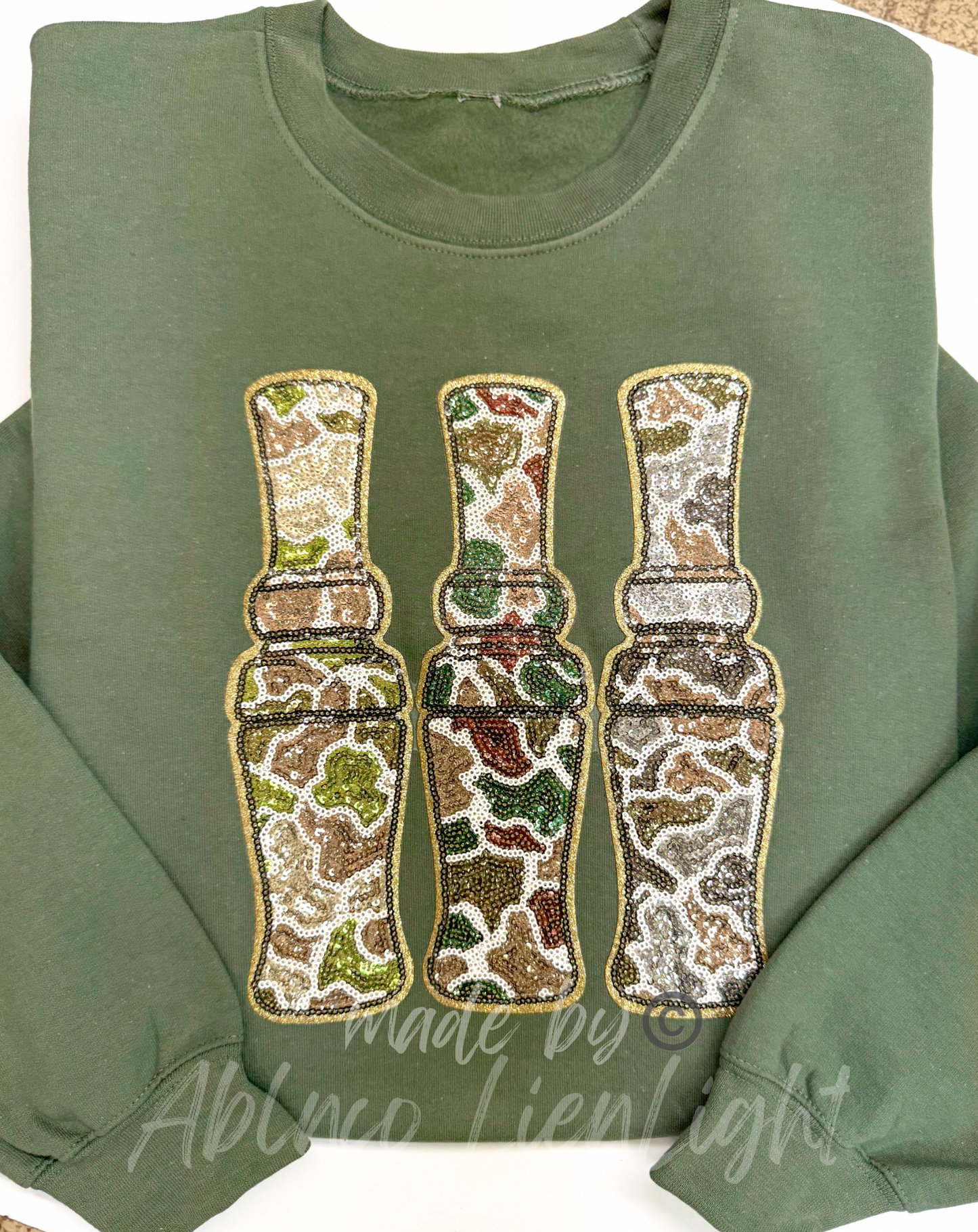 Duck Call Hunting Sequins Patch Sweatshirt