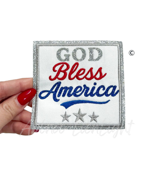 God Bless America 4th of July Sequin Patch - Small