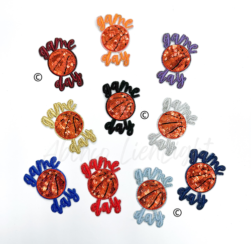 Basketball Black Game Day Embroidery Sequin Patch