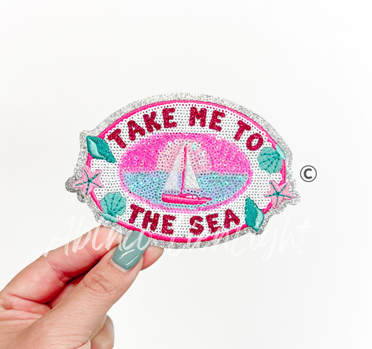 Preppy Pink Take me to the Sea ©️ Sea Fishing Sequin Patch