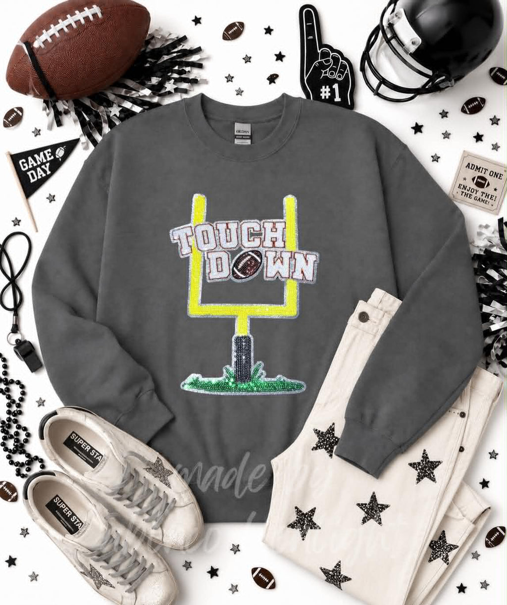 Touchdown Post Football Sequin Patch Sweatshirt