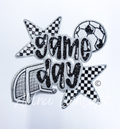 Soccer Game Day Checkered Star Sequin Patch - Large