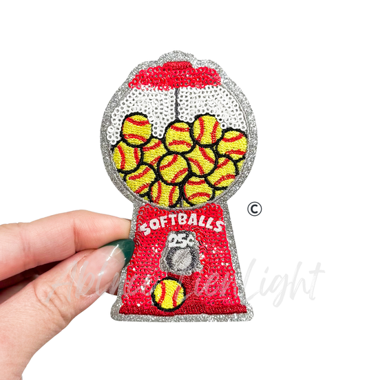 Softball Gumballs Embroidery Sequin Patch - Small