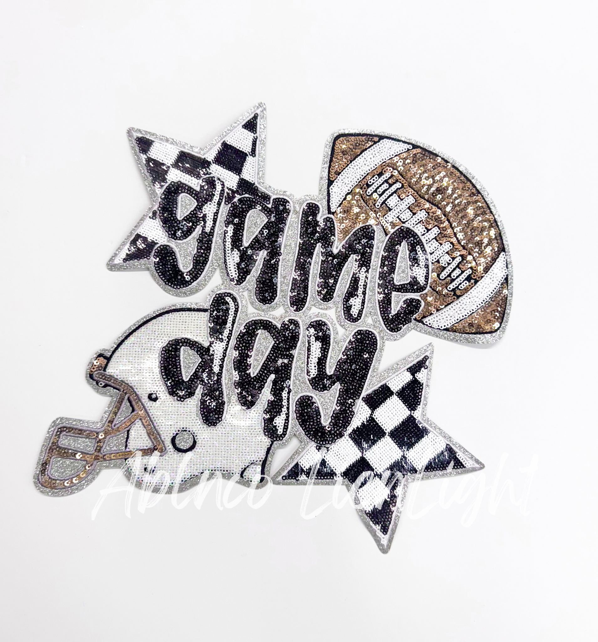 Football Game Day Checkered Star Sequin Patch
