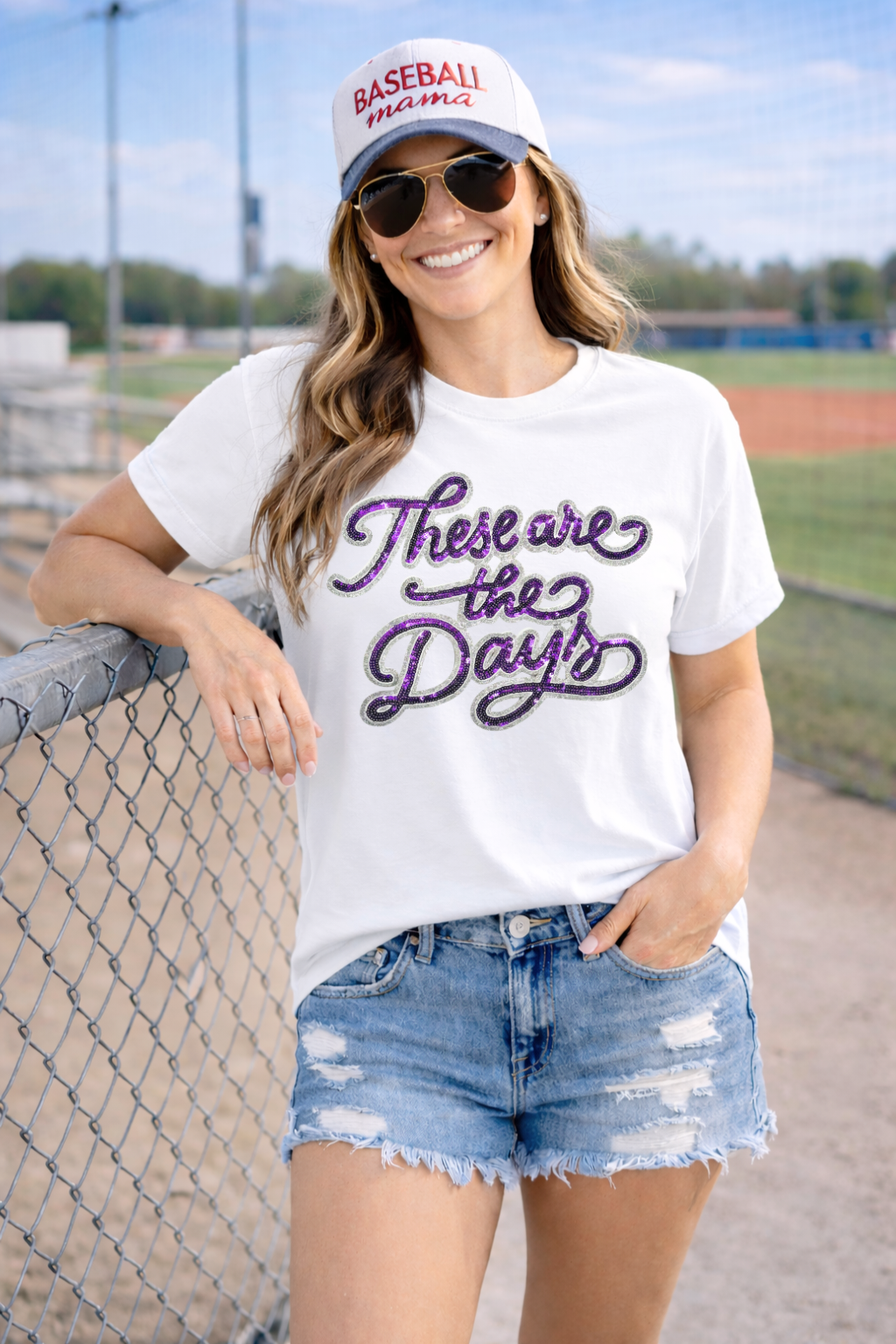 These Are The Days Purple Sequin Patch Tshirt