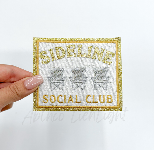 Gold Sideline Social Club Glitter Embroidery Patch